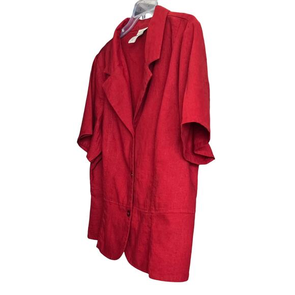 STUDIO EASE WOMAN SHORT SLV, BUTTON, TAILORED BLAZER - TOP, WOMENS, 20W-DARK RED - Picture 3 of 12